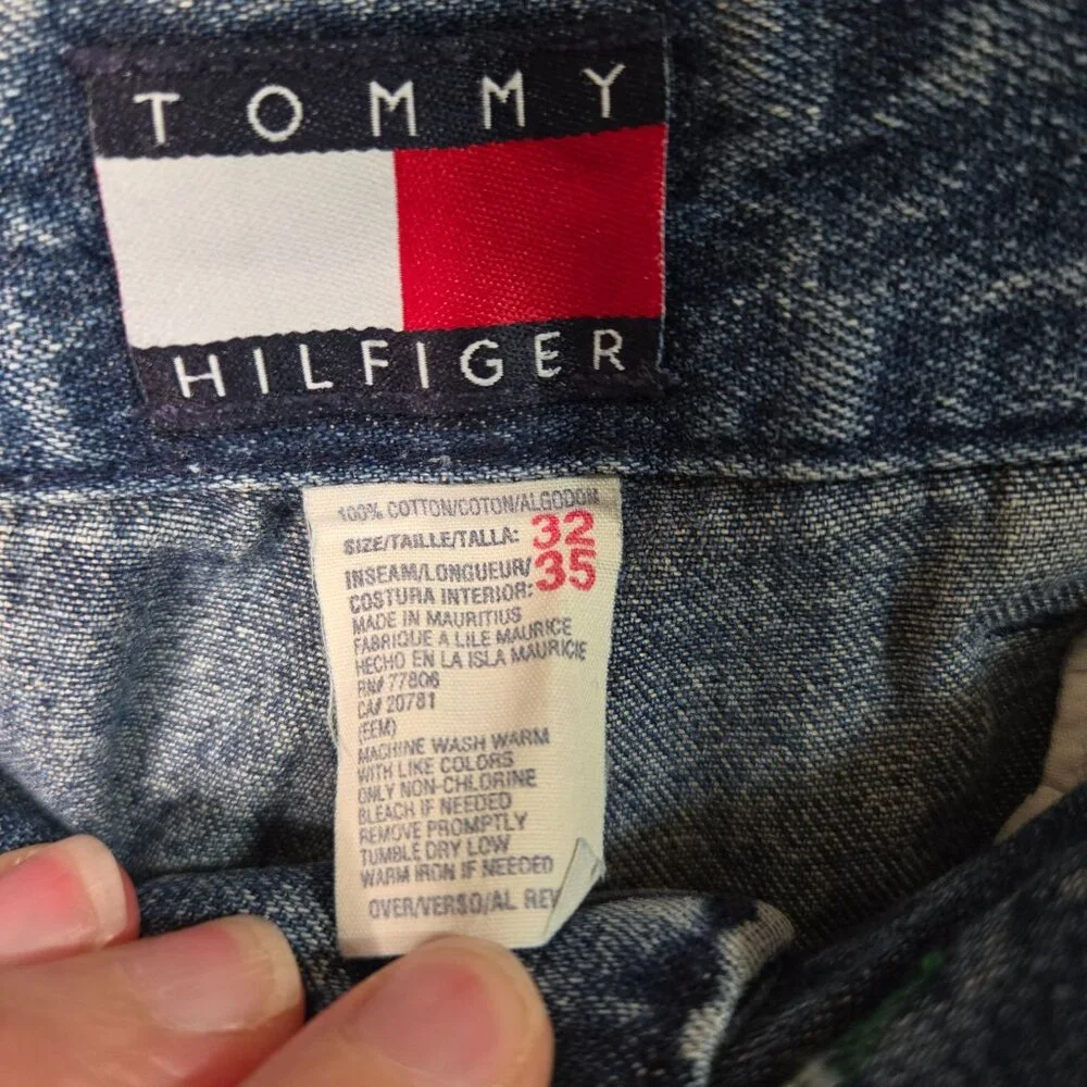 Vintage 90s Tommy Hilfiger Women's 32 Blue‎ Denim Pleated Casual Pants